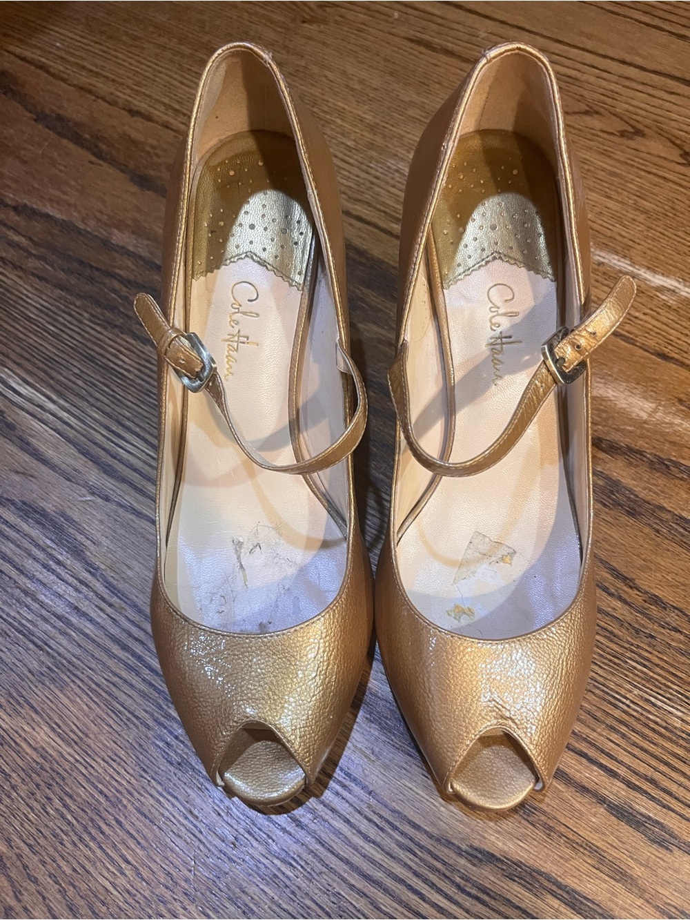 Cole Haan Copper Peep-Toe Mary Jane Heels - Women's Dress Shoes size 9.5